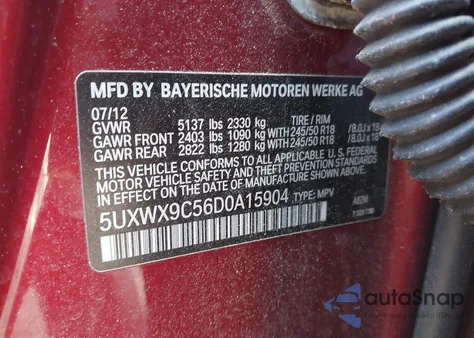 2013 BMW X3 xDrive28I z USA, uszkodzony, nr VIN 5UXWX9C56D0A15904